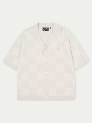 KNITTED CHECKERBOARD SHIRT - GREY