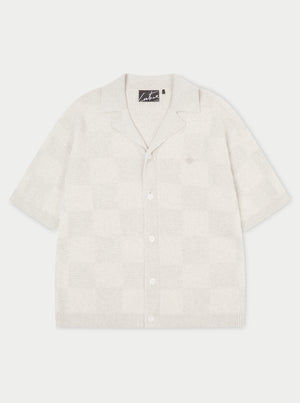 KNITTED CHECKERBOARD SHIRT - GREY