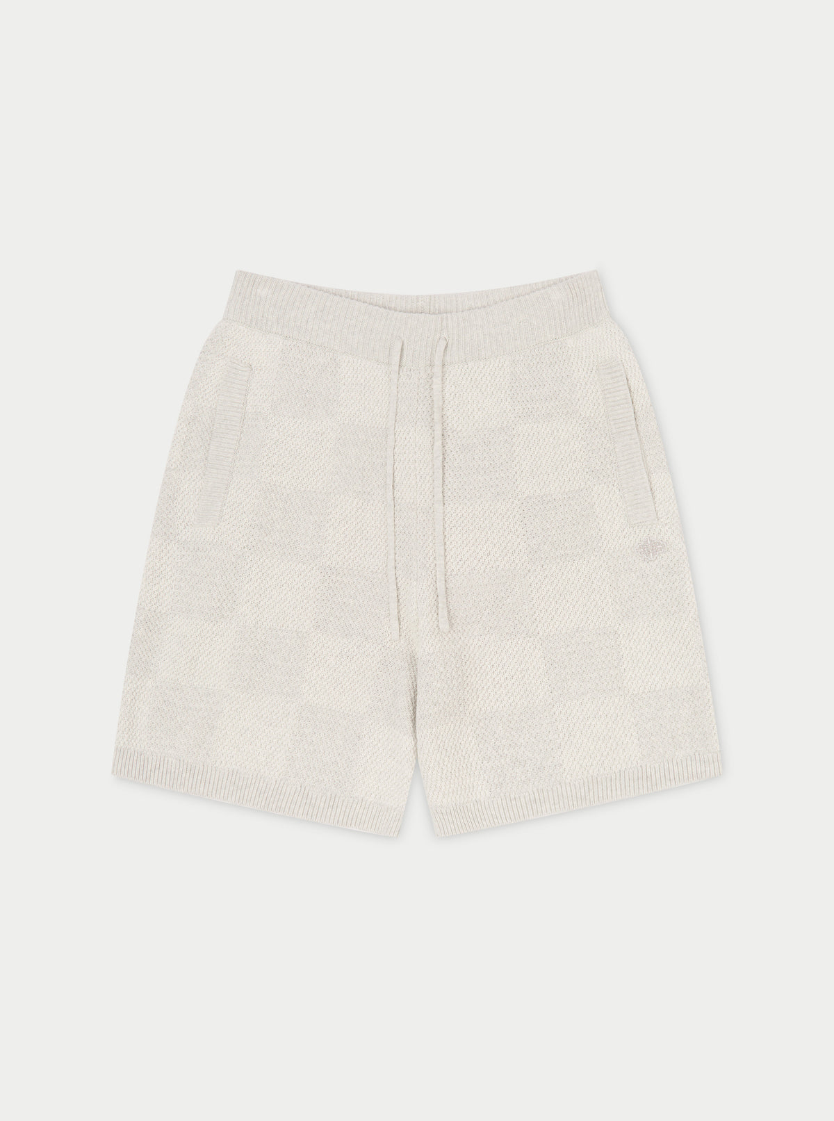 Knitted Checkerboard Shorts - Grey
