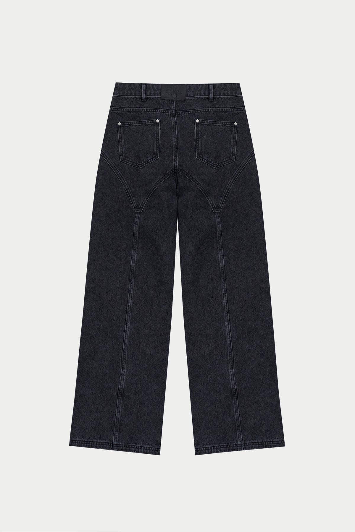 SEAM DETAIL WASHED JEANS - BLACK WASH