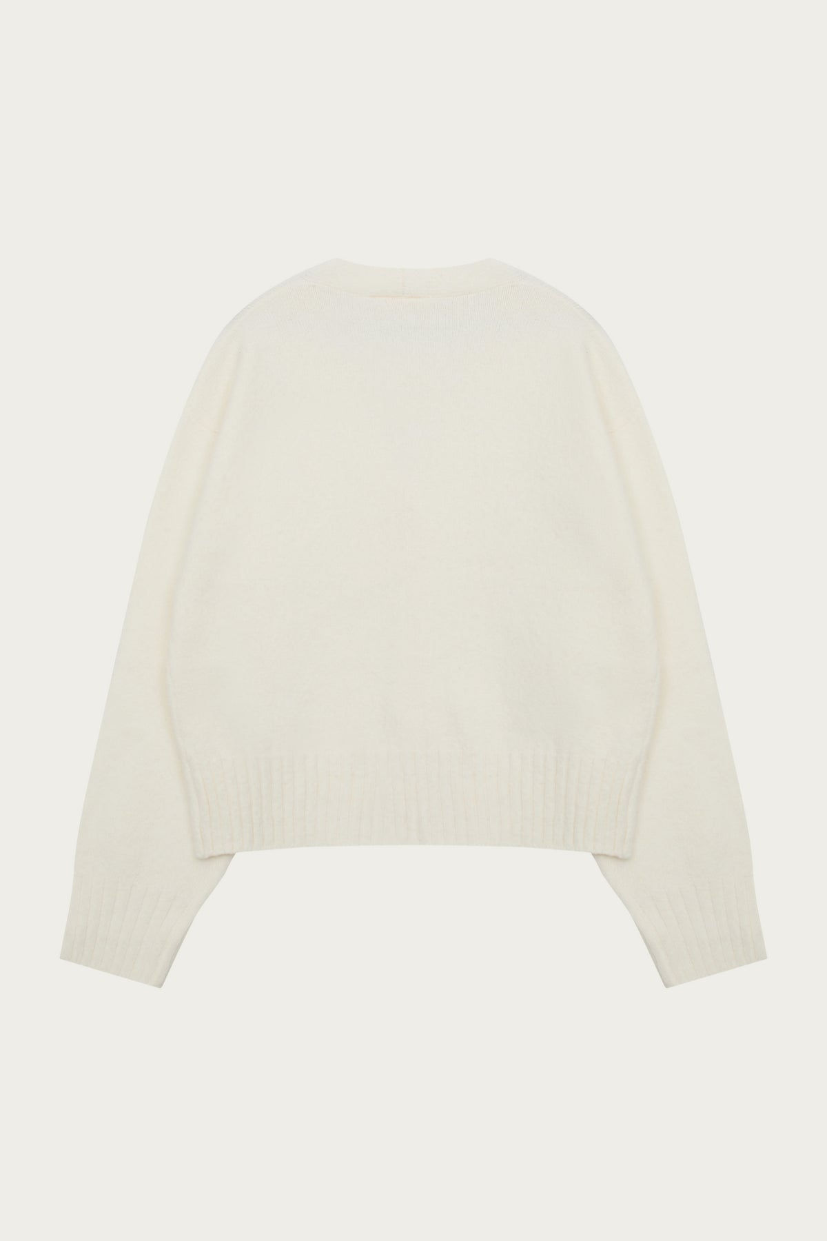 FLUFFY KNIT EMBLEM CARDIGAN - OFF-WHITE