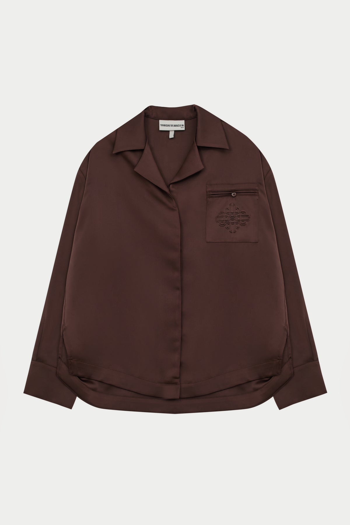 SATIN TAILORED RELAXED SHIRT - DEEP CHOCOLATE