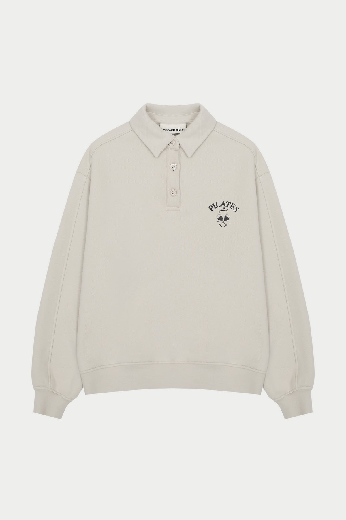 PILATES & PINOT BUTTON UP SWEATSHIRT - BONE