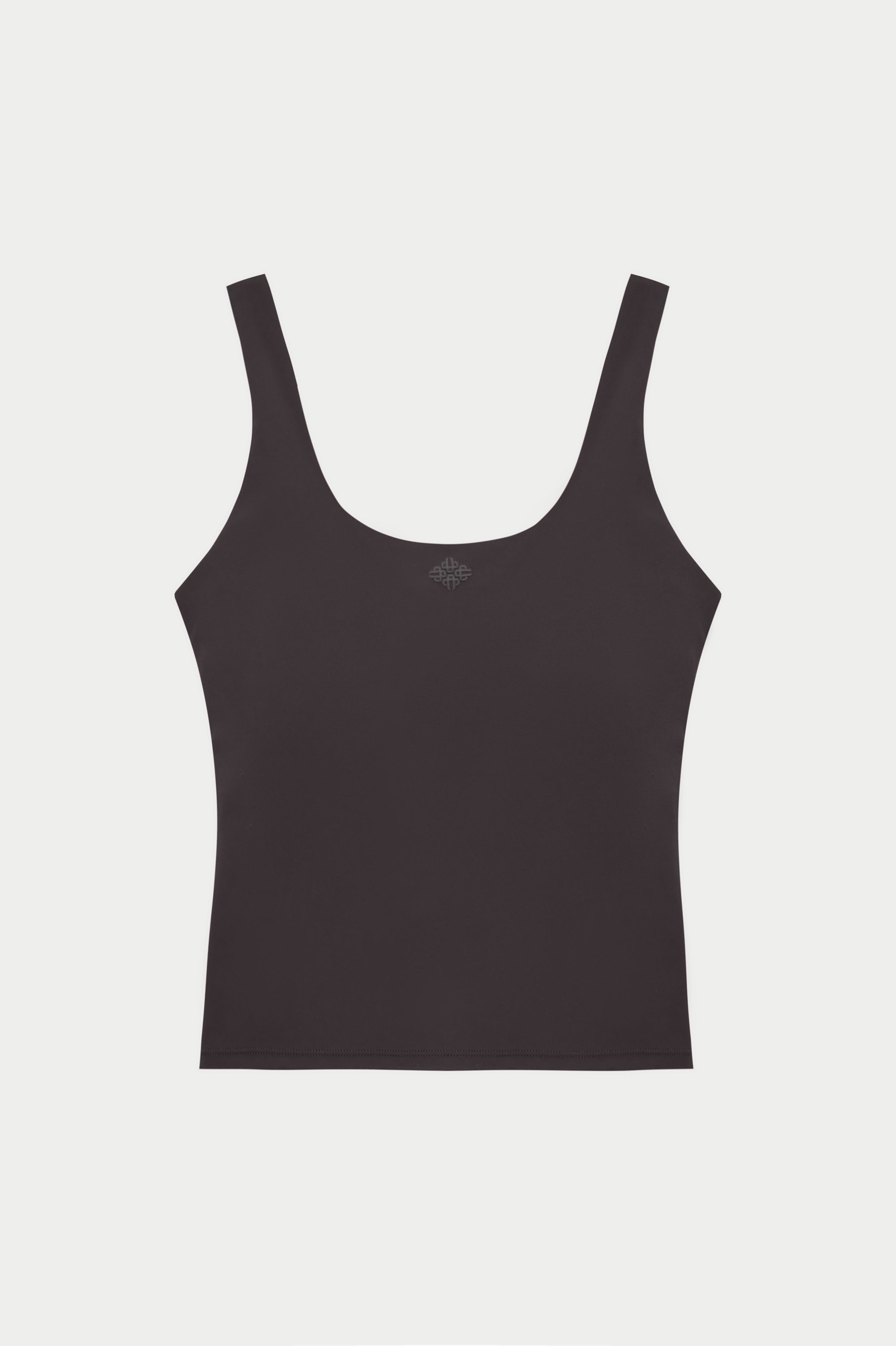 SCULPTING STRETCH SCOOP NECK SPORTS TOP - CHOCOLATE