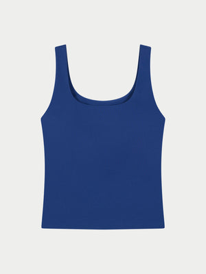 SCULPTING STRETCH SCOOP NECK SPORTS TOP - BLUE