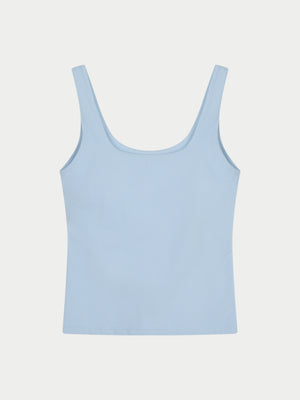 SCULPTING STRETCH SCOOP NECK SPORTS TOP - POWDER BLUE