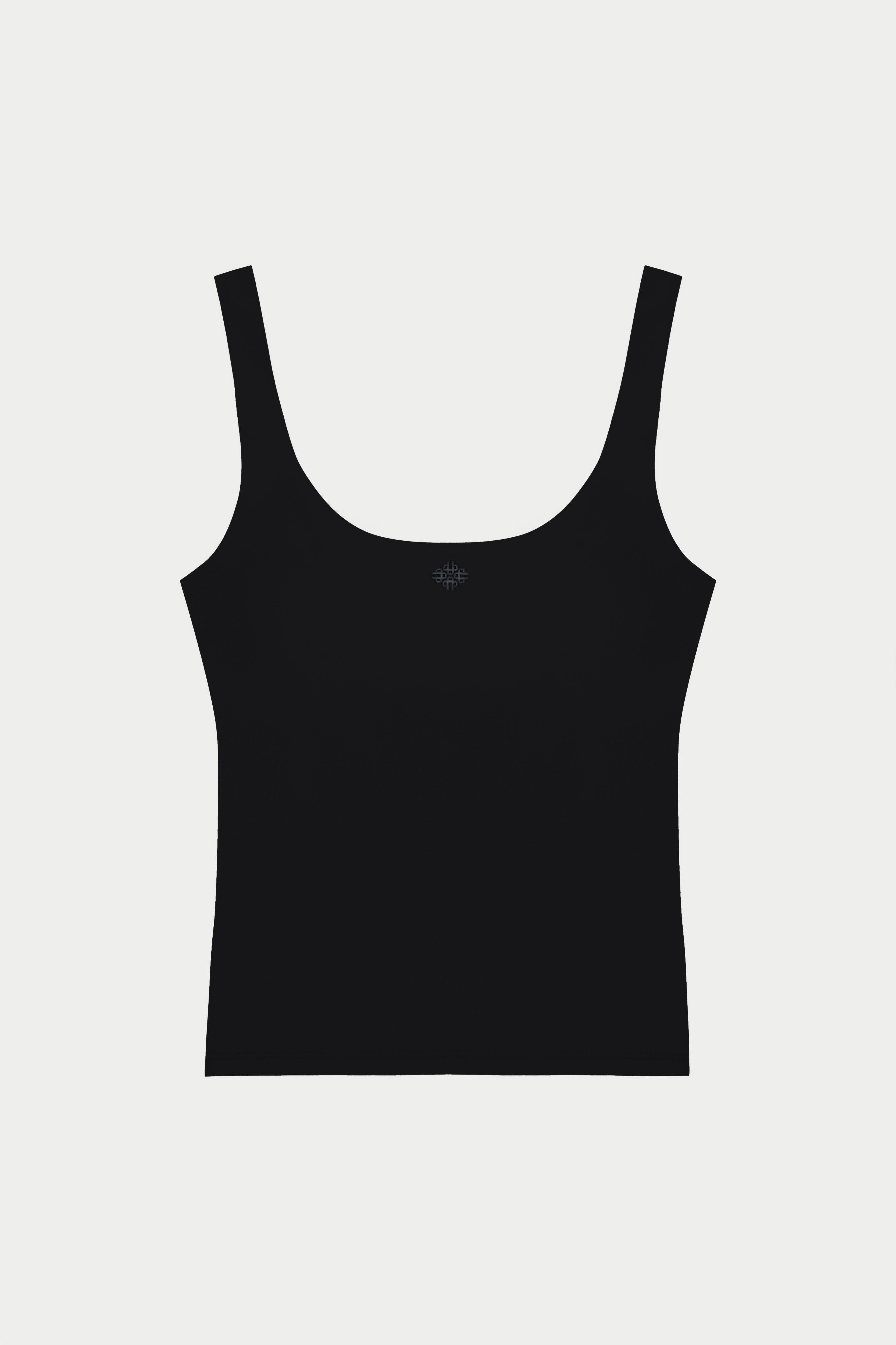 SCULPTING STRETCH SCOOP NECK SPORTS TOP - BLACK