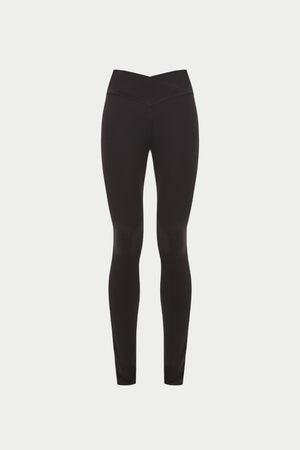 SCULPTING STRETCH CROSSOVER WAISTBAND LEGGINGS - CHOCOLATE