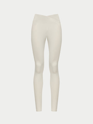 SCULPTING STRETCH CROSSOVER WAISTBAND LEGGINGS - BONE
