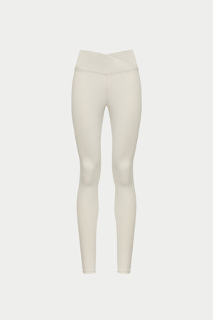 SCULPTING STRETCH CROSSOVER WAISTBAND LEGGINGS - BONE