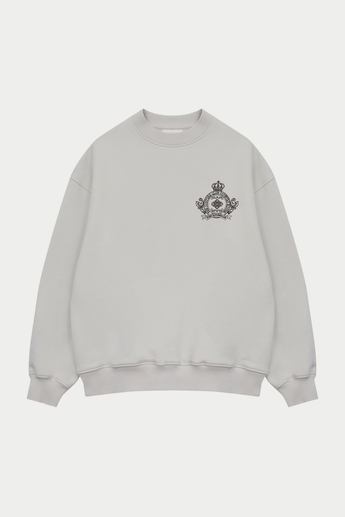 EMBROIDERED CREST OVERSIZED SWEATSHIRT - BONE