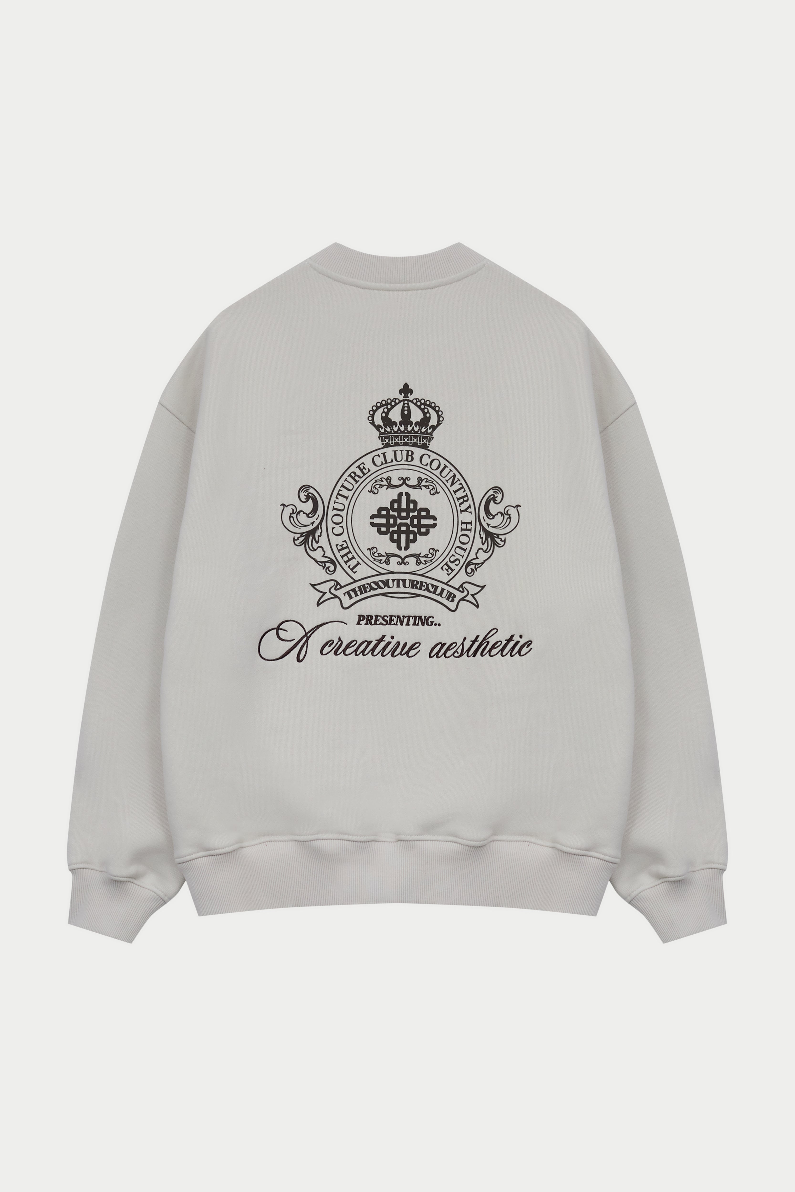 EMBROIDERED CREST OVERSIZED SWEATSHIRT - BONE