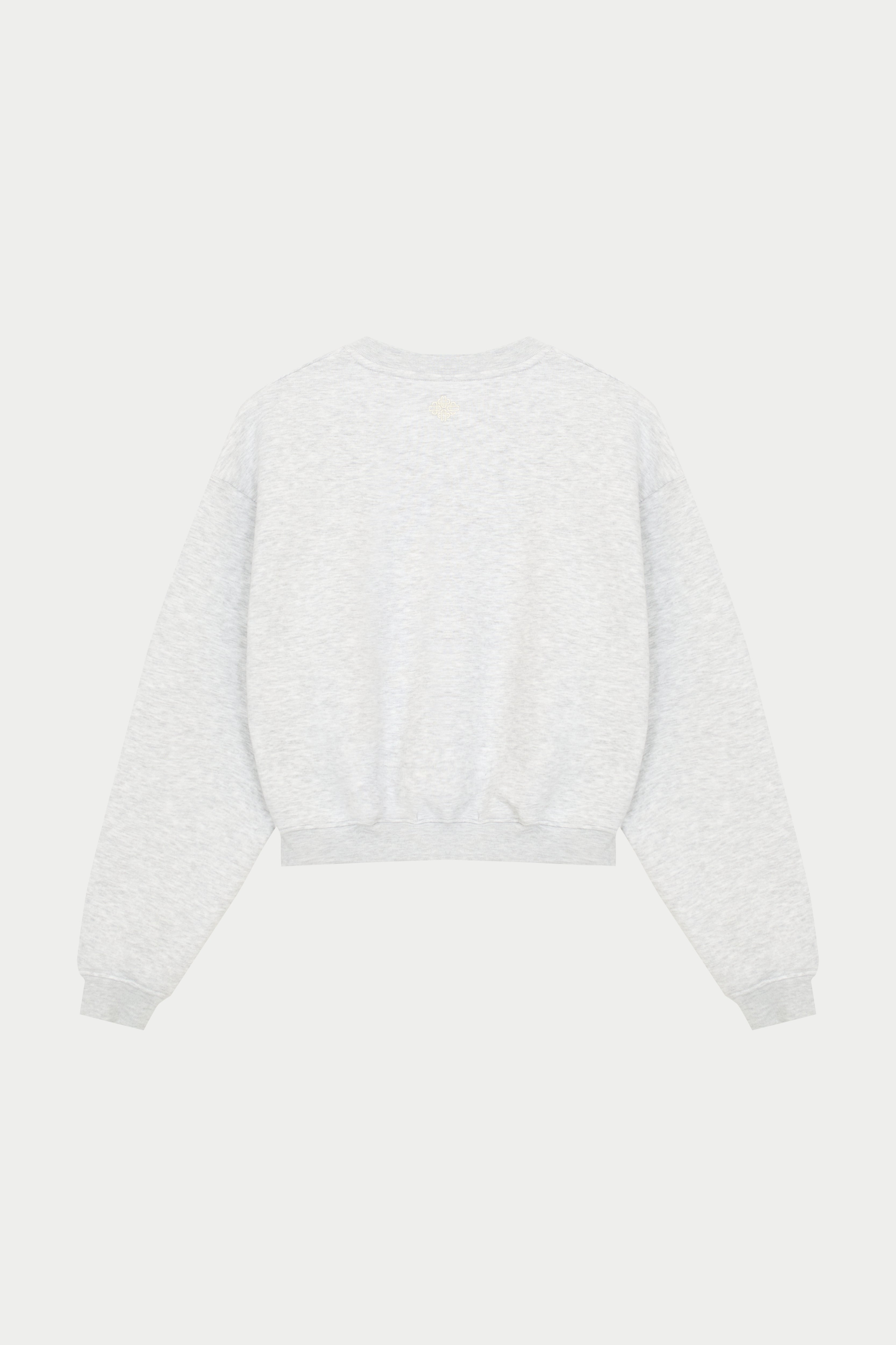 EMBROIDERED CREST SWEATSHIRT - GREY MARL