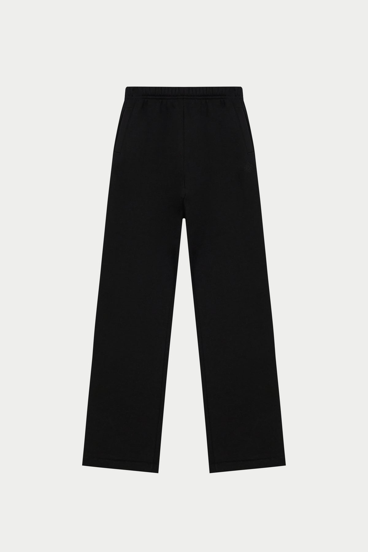 EMBROIDERED CREST RELAXED JOGGERS - BLACK