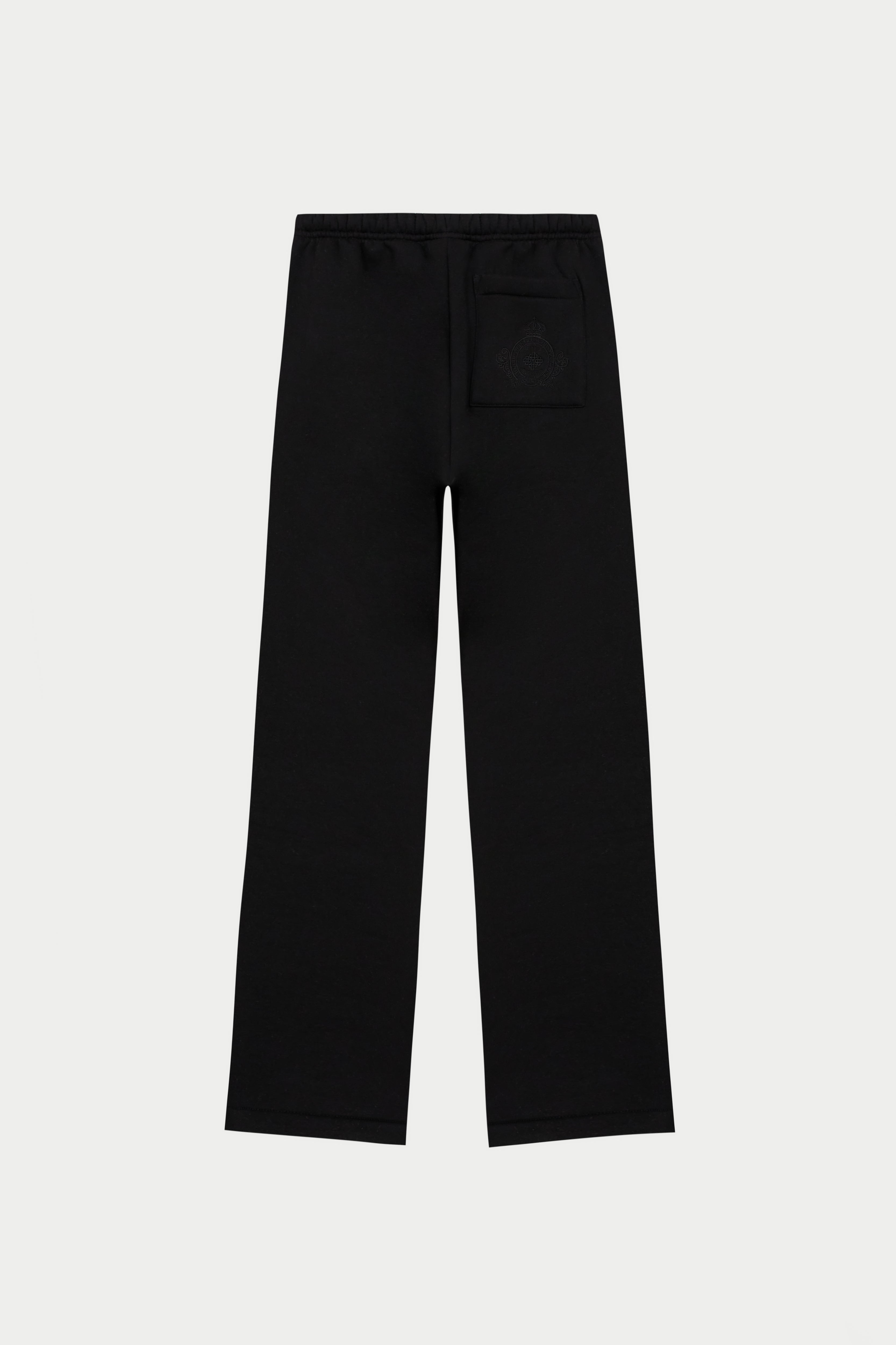 EMBROIDERED CREST RELAXED JOGGERS - BLACK