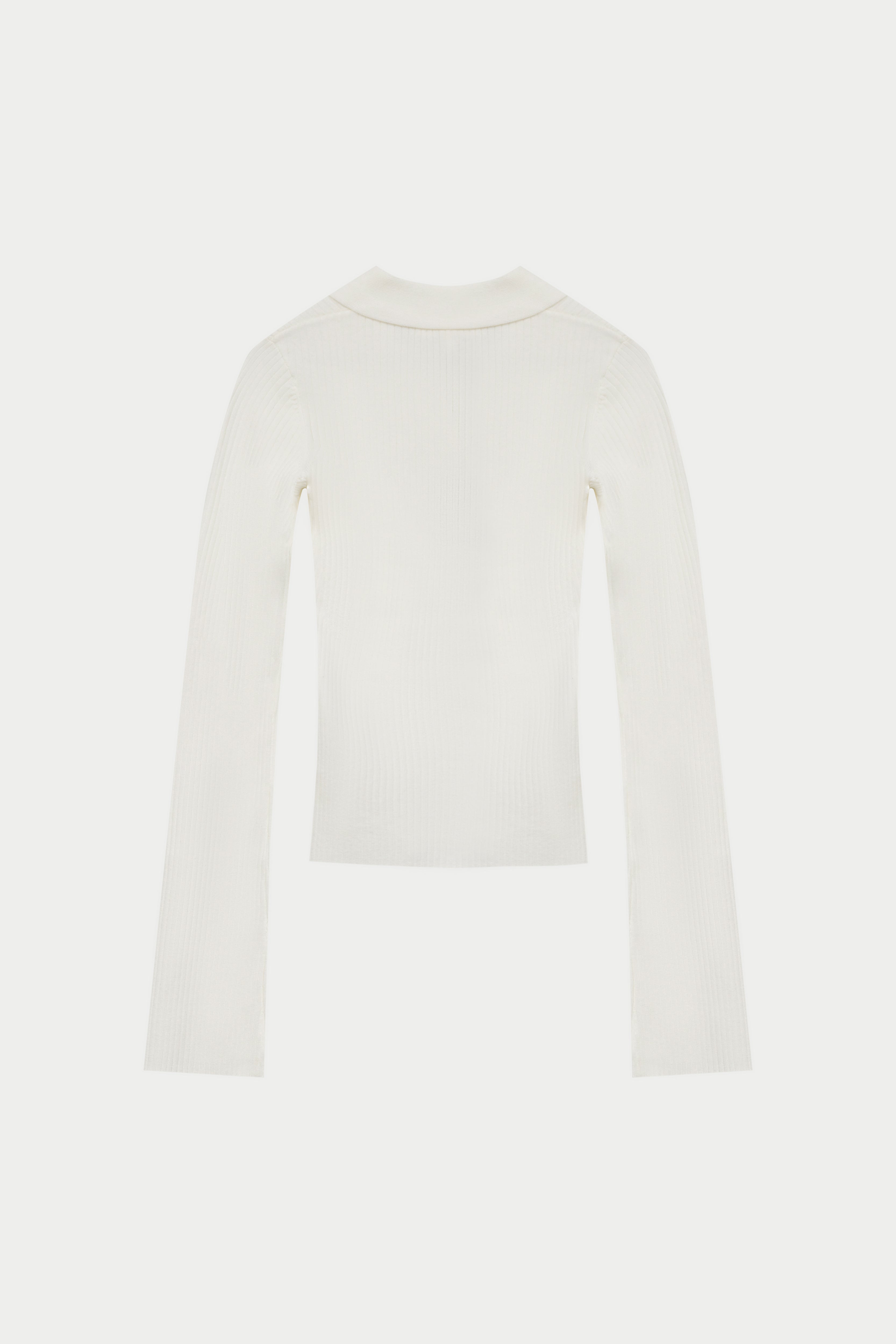 KNITTED RIBBED BUTTON THROUGH TOP - OFF WHITE