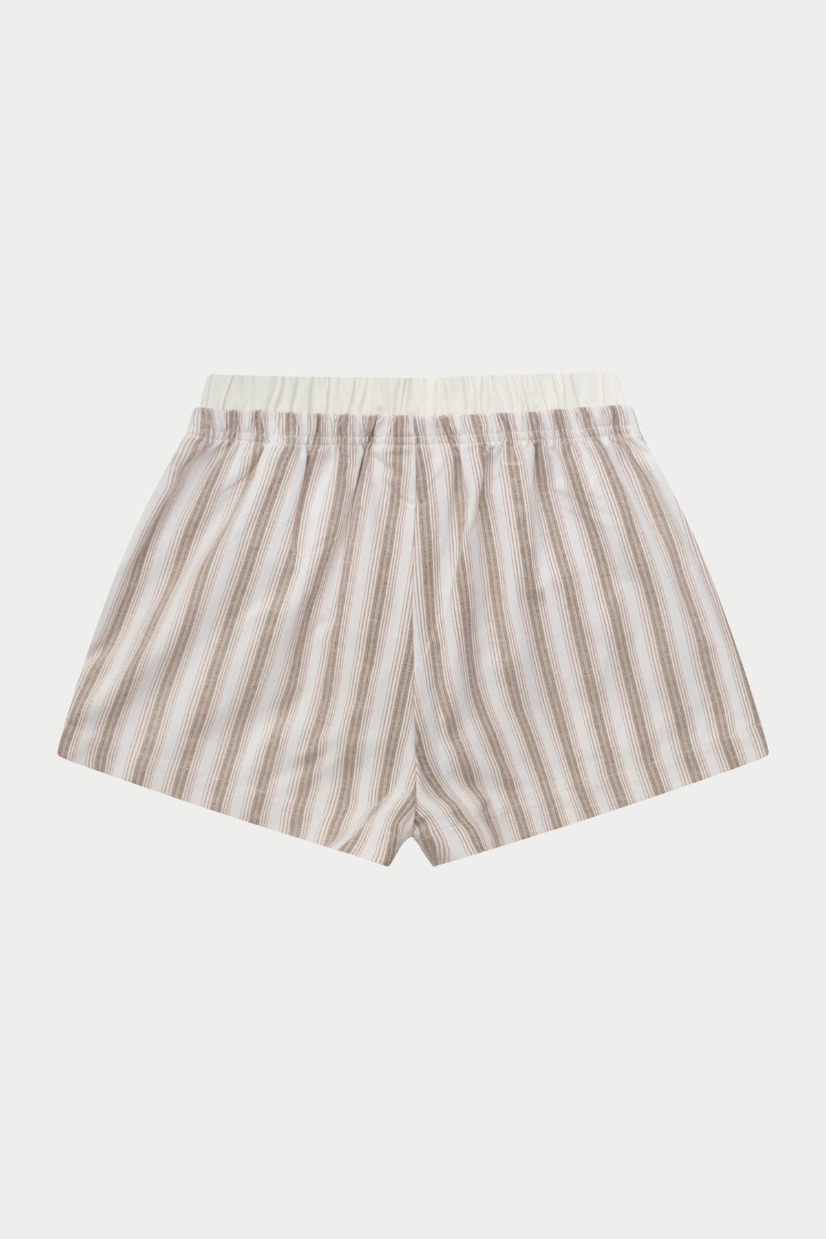 STRIPE BOXER WAISTBAND WOVEN SHORTS - BEIGE