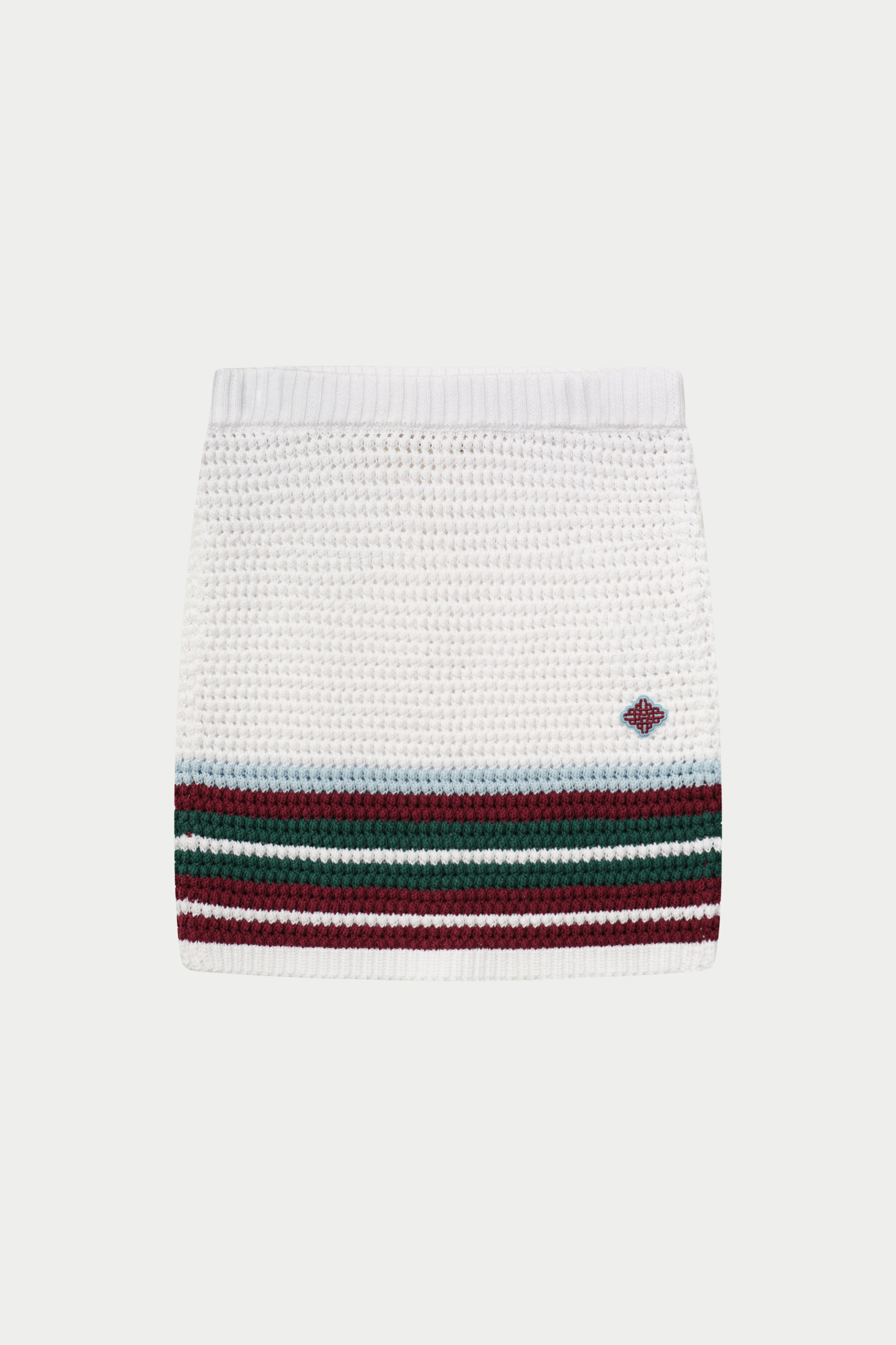 STRIPE CROCHET KNITTED MINI SKIRT - BURGUNDY