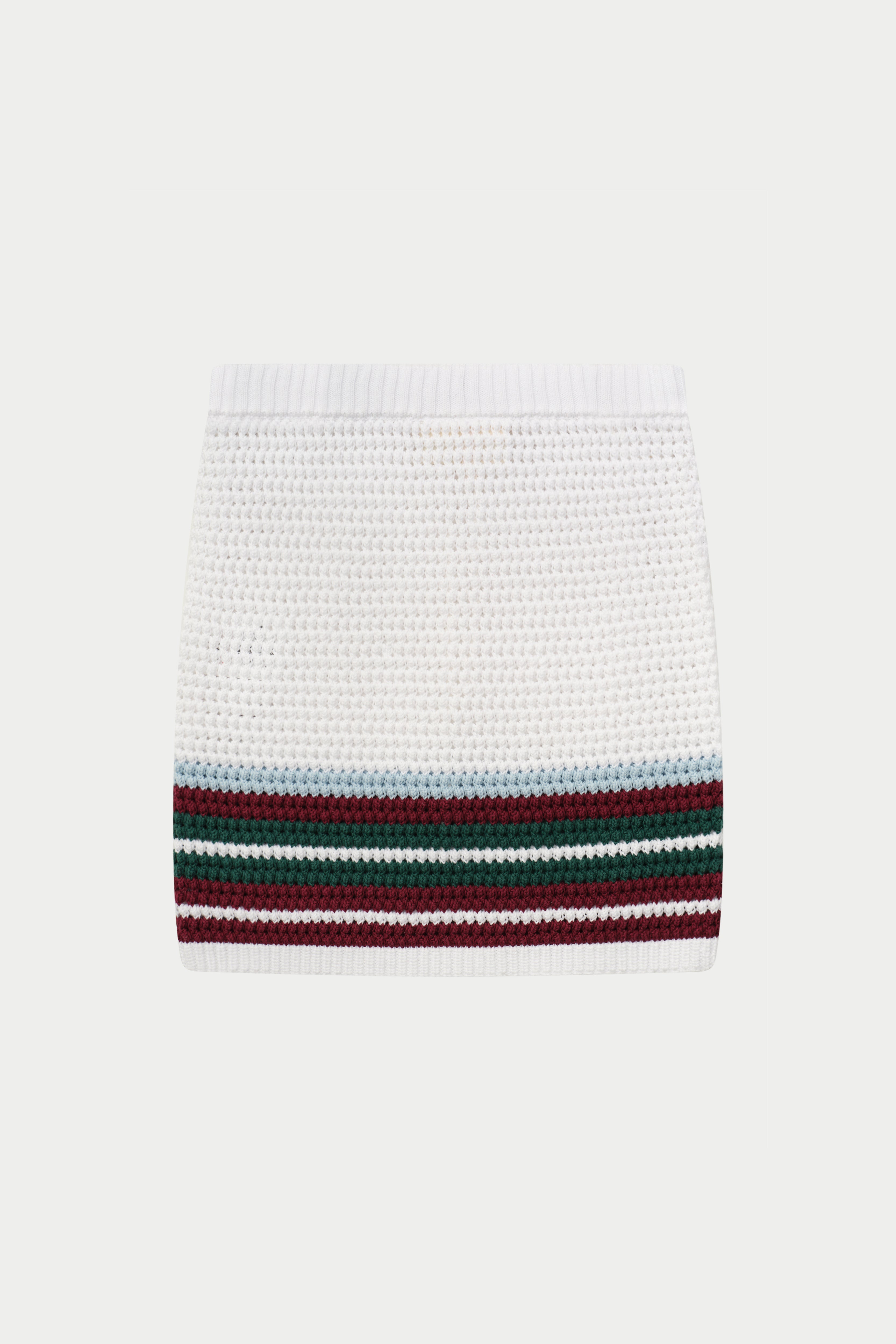 STRIPE CROCHET KNITTED MINI SKIRT - BURGUNDY