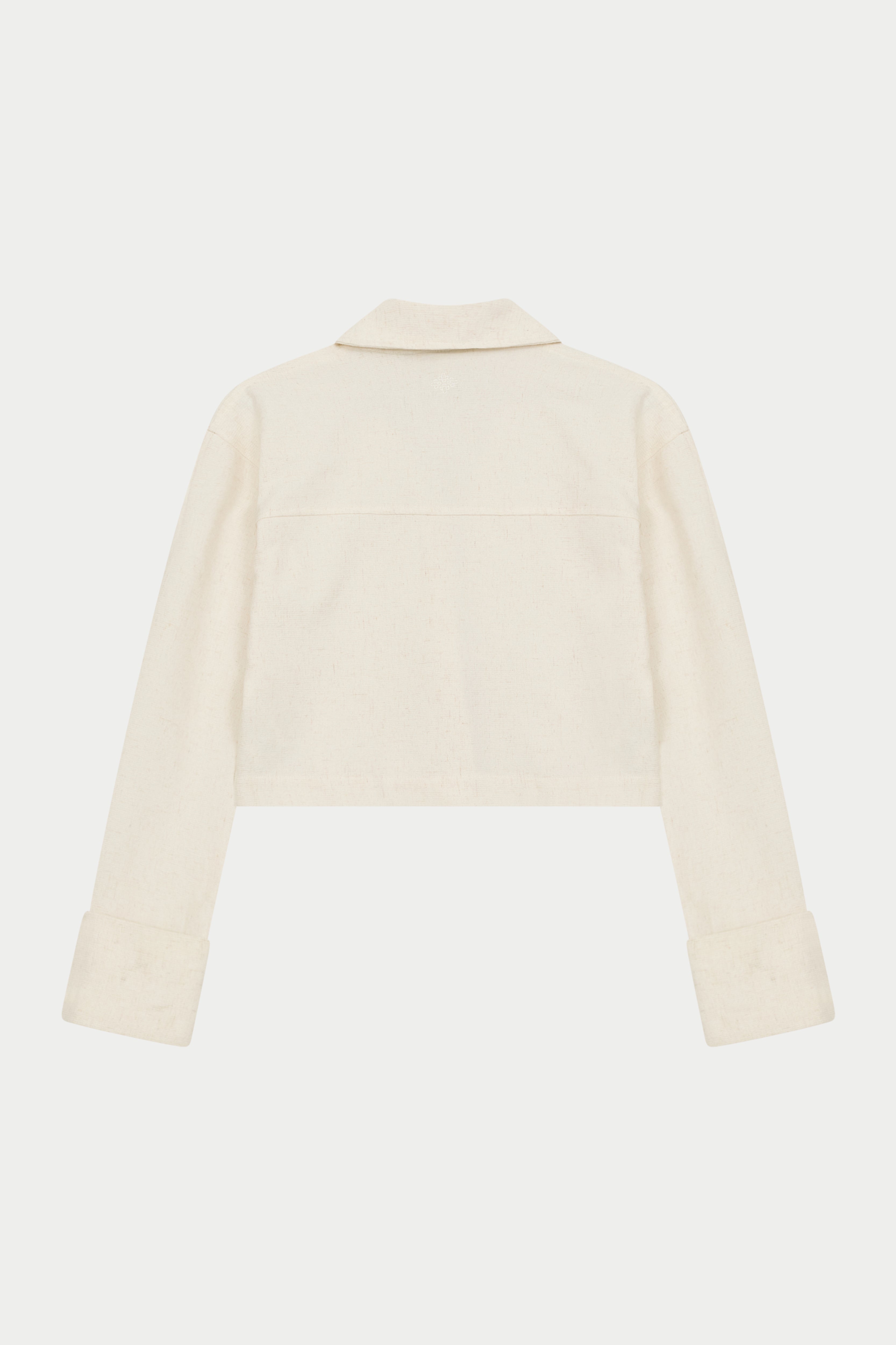 TEXTURED LINEN TIE FRONT SHIRT - BEIGE