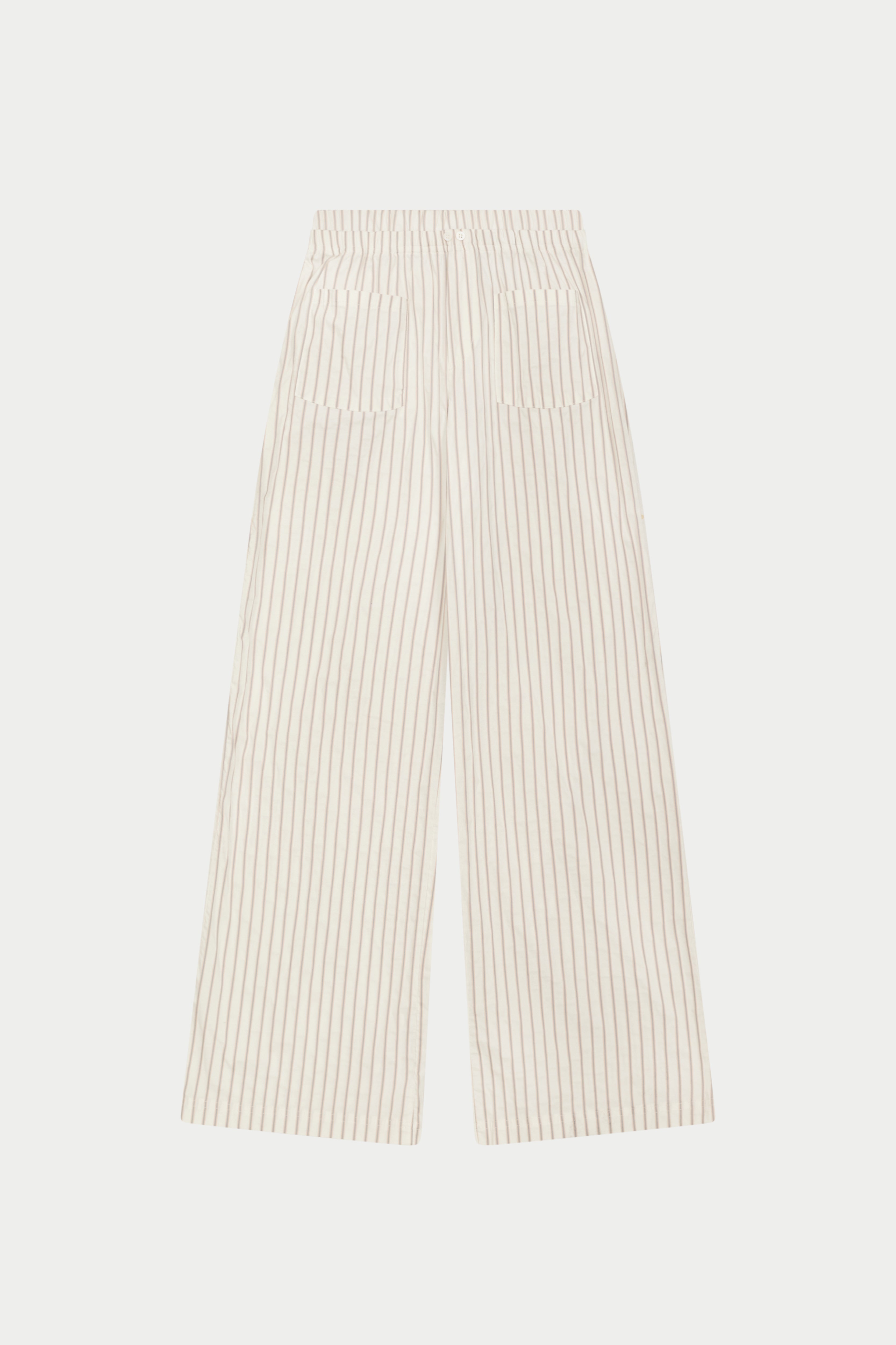 DOUBLE WAISTBAND STRIPE TROUSERS - BEIGE