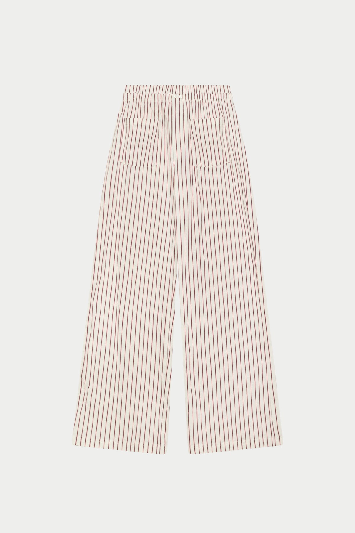 DOUBLE WAISTBAND STRIPE TROUSERS - BURGUNDY