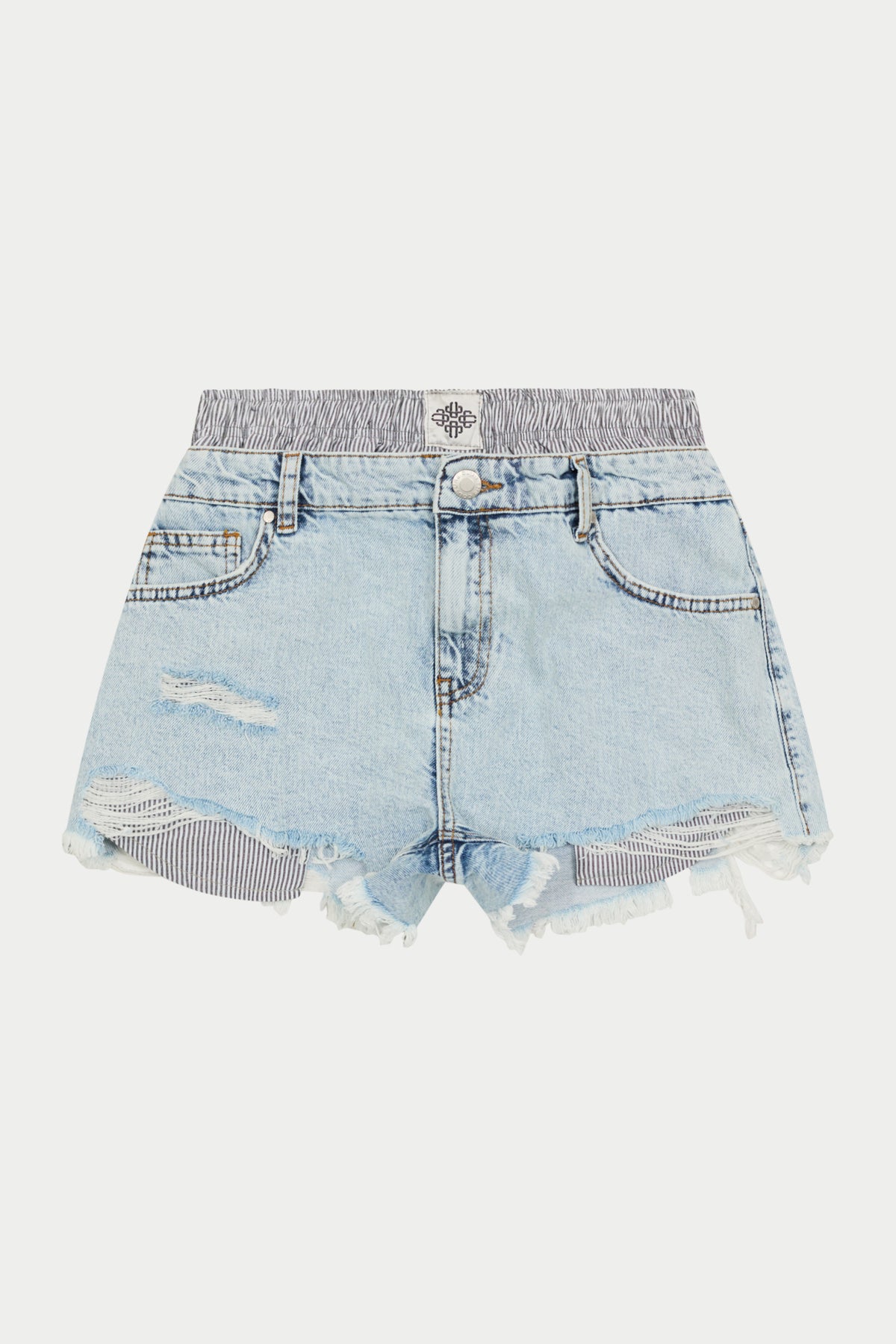DOUBLE LAYER BOXER DENIM SHORTS WASH