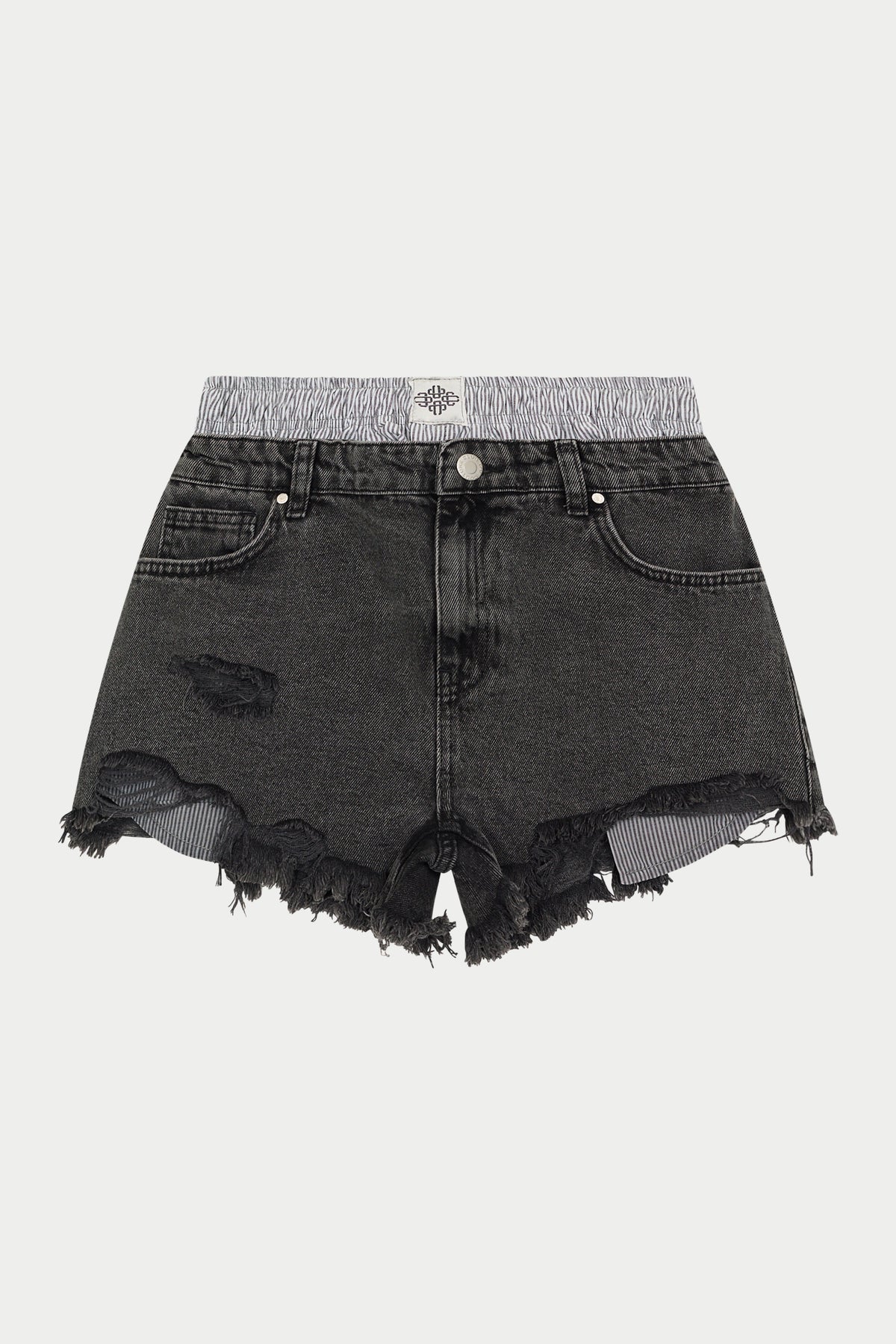 DOUBLE LAYER BOXER DENIM SHORTS WASH