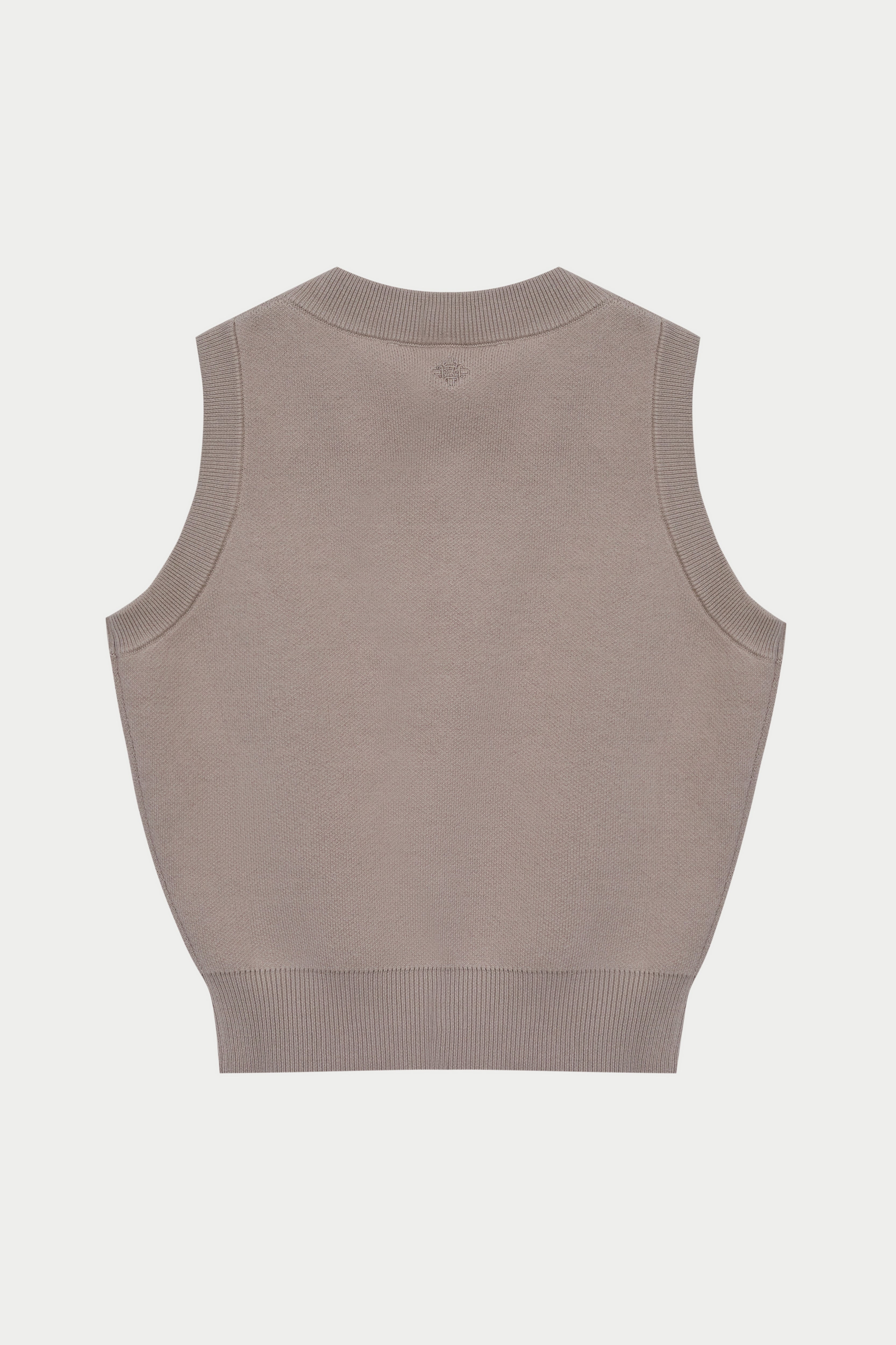KNIT BUTTON THROUGH TOP - BEIGE