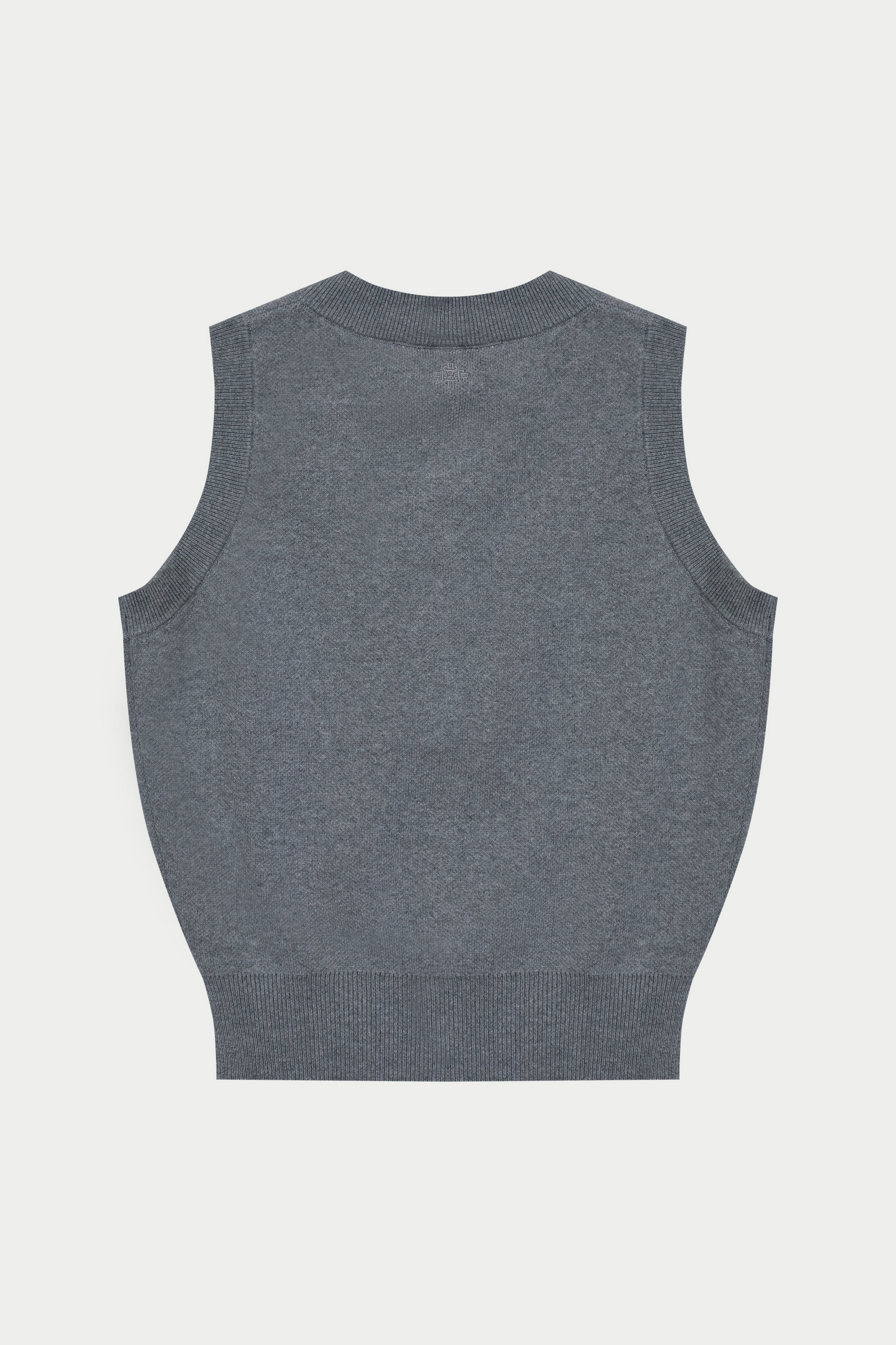 KNIT BUTTON THROUGH TOP - GREY MARL