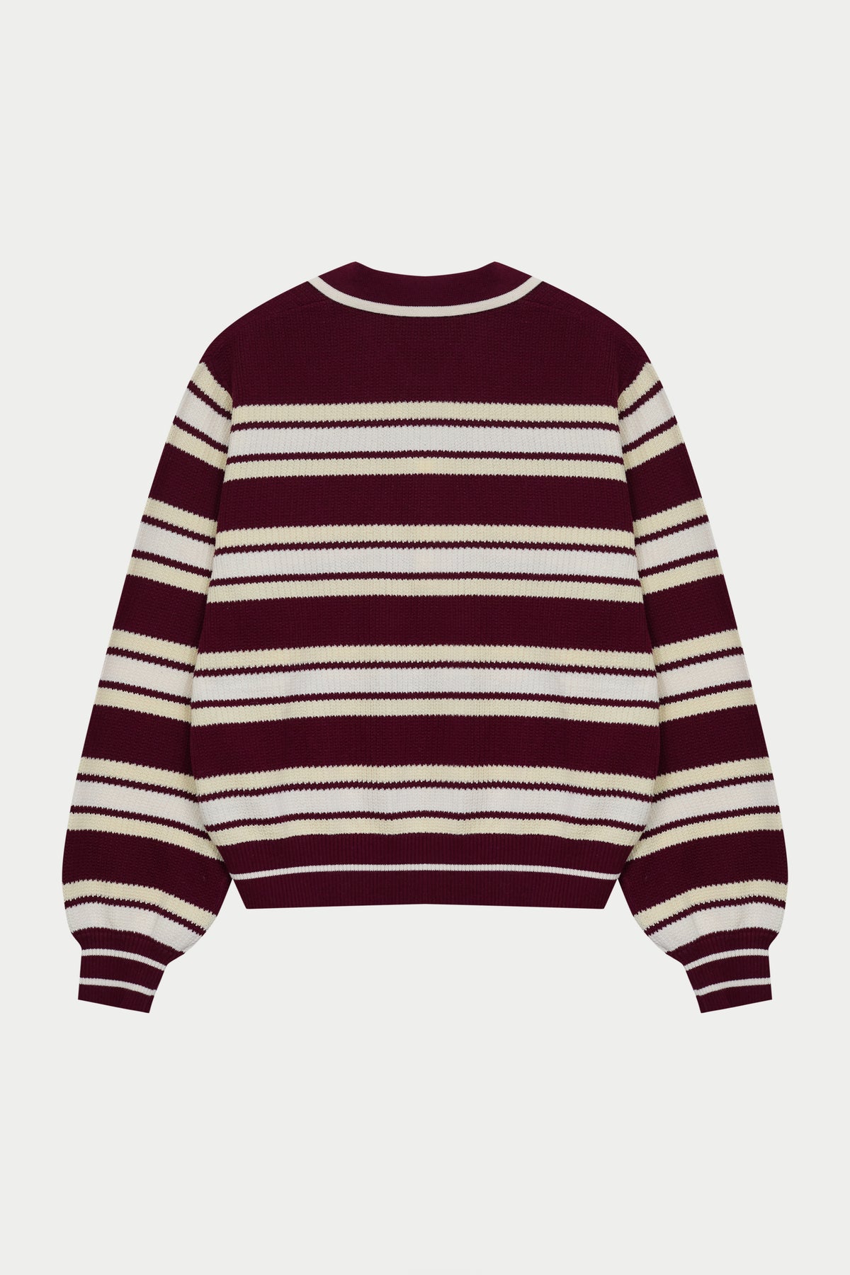 STRIPE KNITTED POLO SWEATSHIRT - BURGUNDY