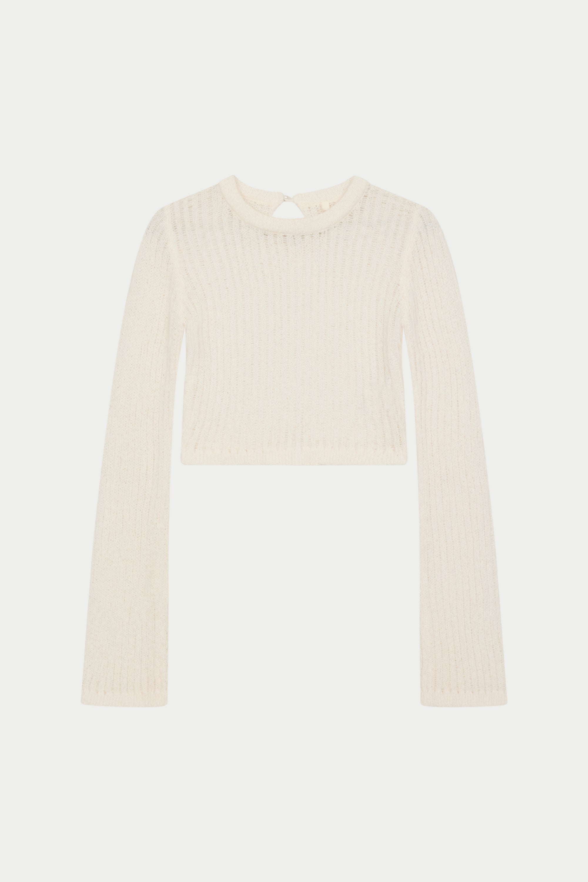LADDER KNIT LONG SLEEVE TOP - CREAM