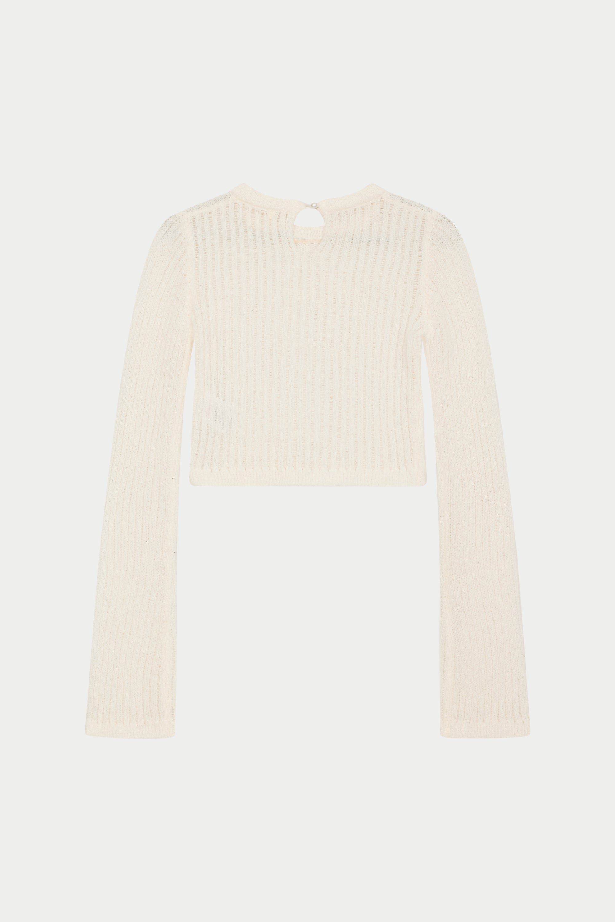 LADDER KNIT LONG SLEEVE TOP - CREAM
