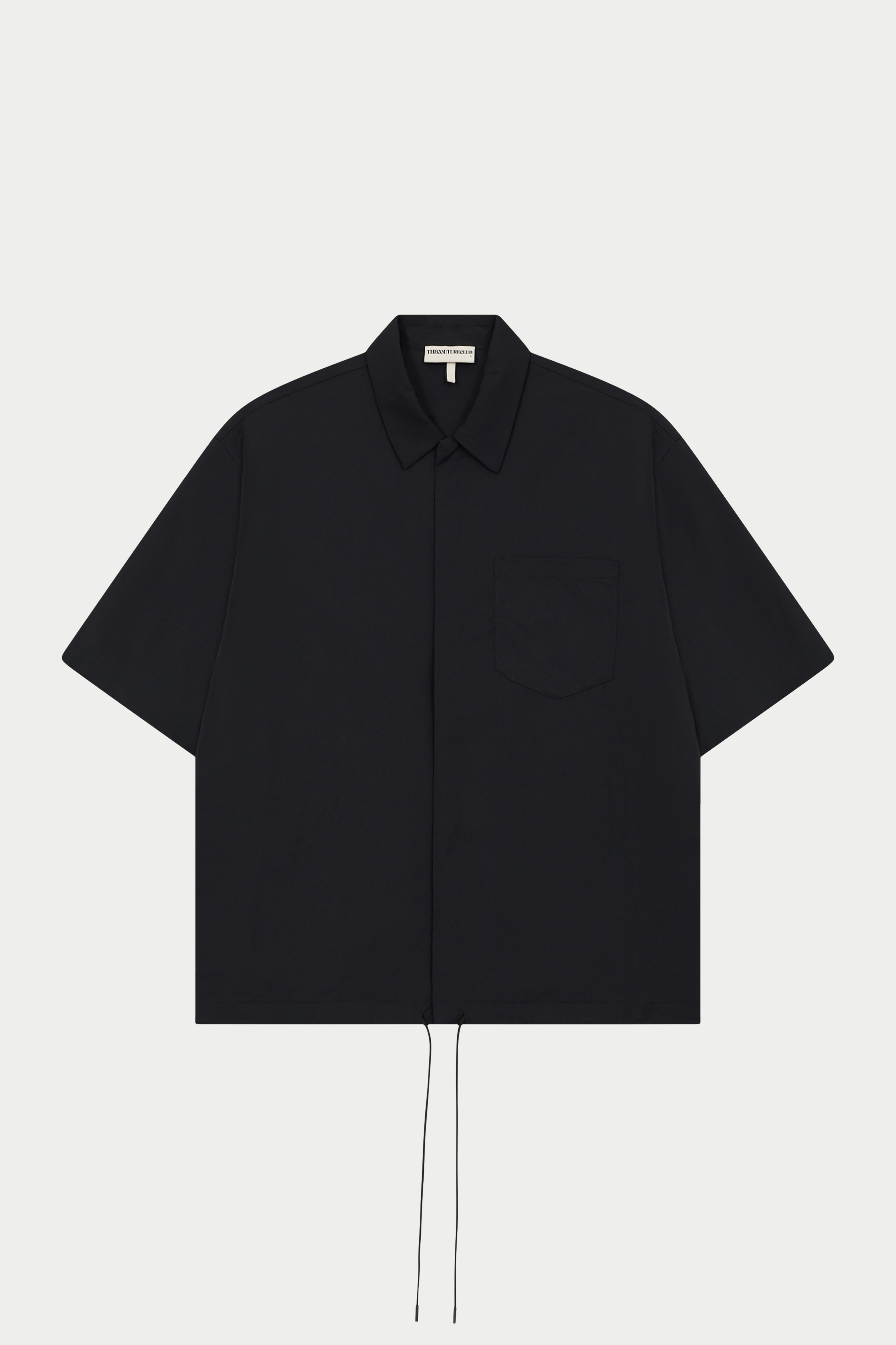 NYLON DRAWCORD SHIRT - BLACK