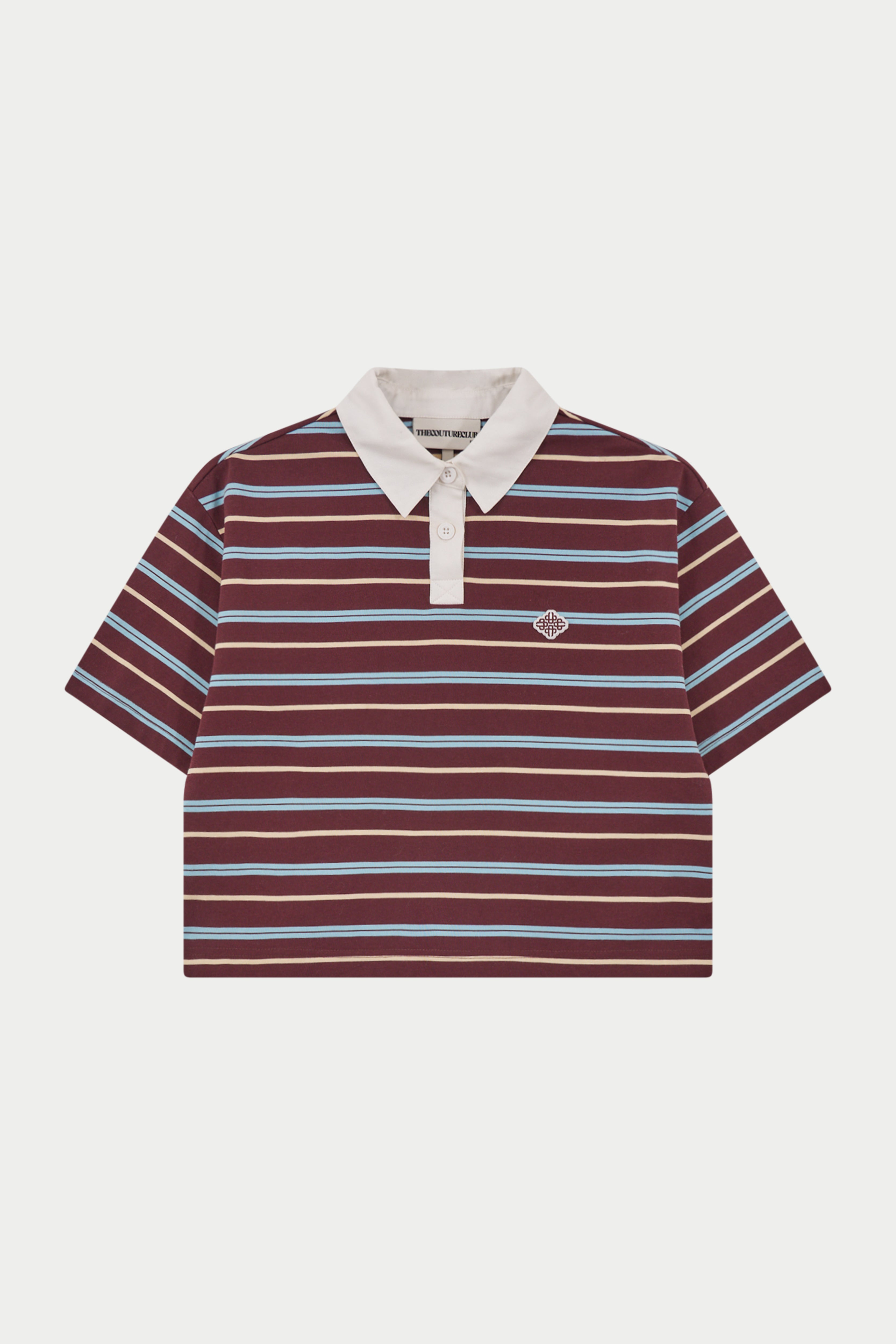 STRIPED POLO TEE - CHOCOLATE