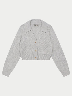 CABLE KNIT CARDIGAN - GREY MARL