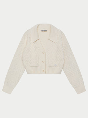 CABLE KNIT CARDIGAN - OFF WHITE