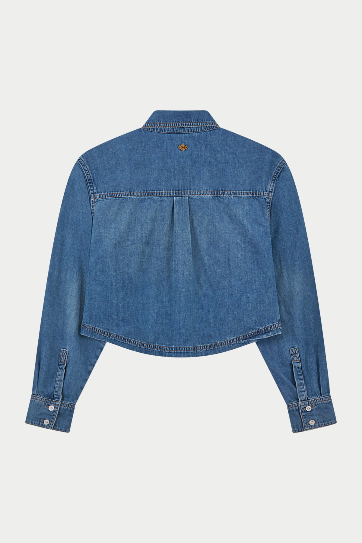 RELAXED LONG SLEEVE DENIM SHIRT - MID BLUE WASH