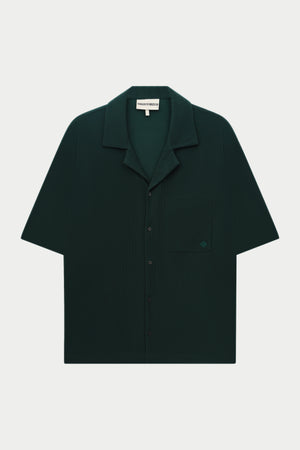 RIB BUTTON THROUGH SHIRT - GREEN