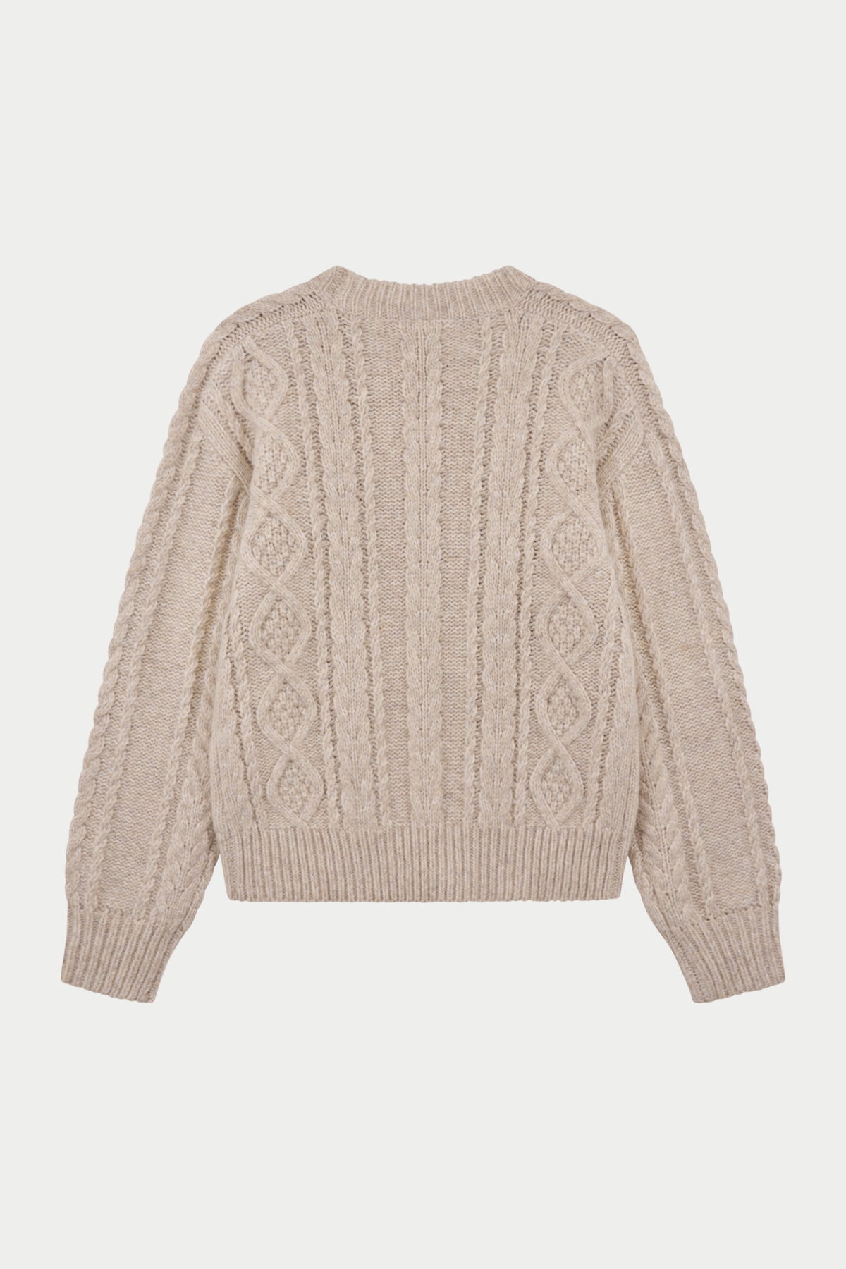 CABLE KNIT EMBROIDERED EMBLEM JUMPER - OAT