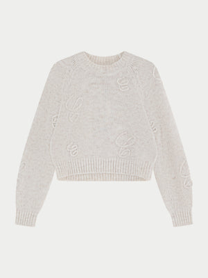 C SCRIPT EMBROIDERED OVERSIZED EMBLEM JUMPER - BEIGE