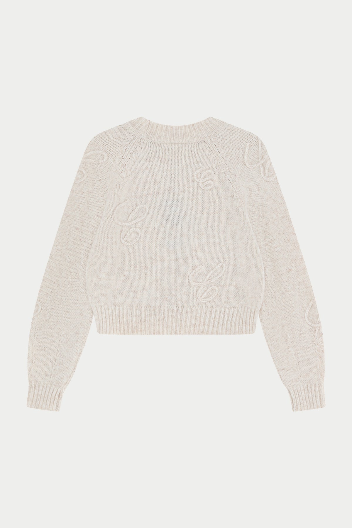 C SCRIPT EMBROIDERED OVERSIZED EMBLEM JUMPER - BEIGE