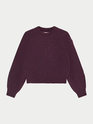 C SCRIPT EMBROIDERED OVERSIZED EMBLEM JUMPER - PLUM
