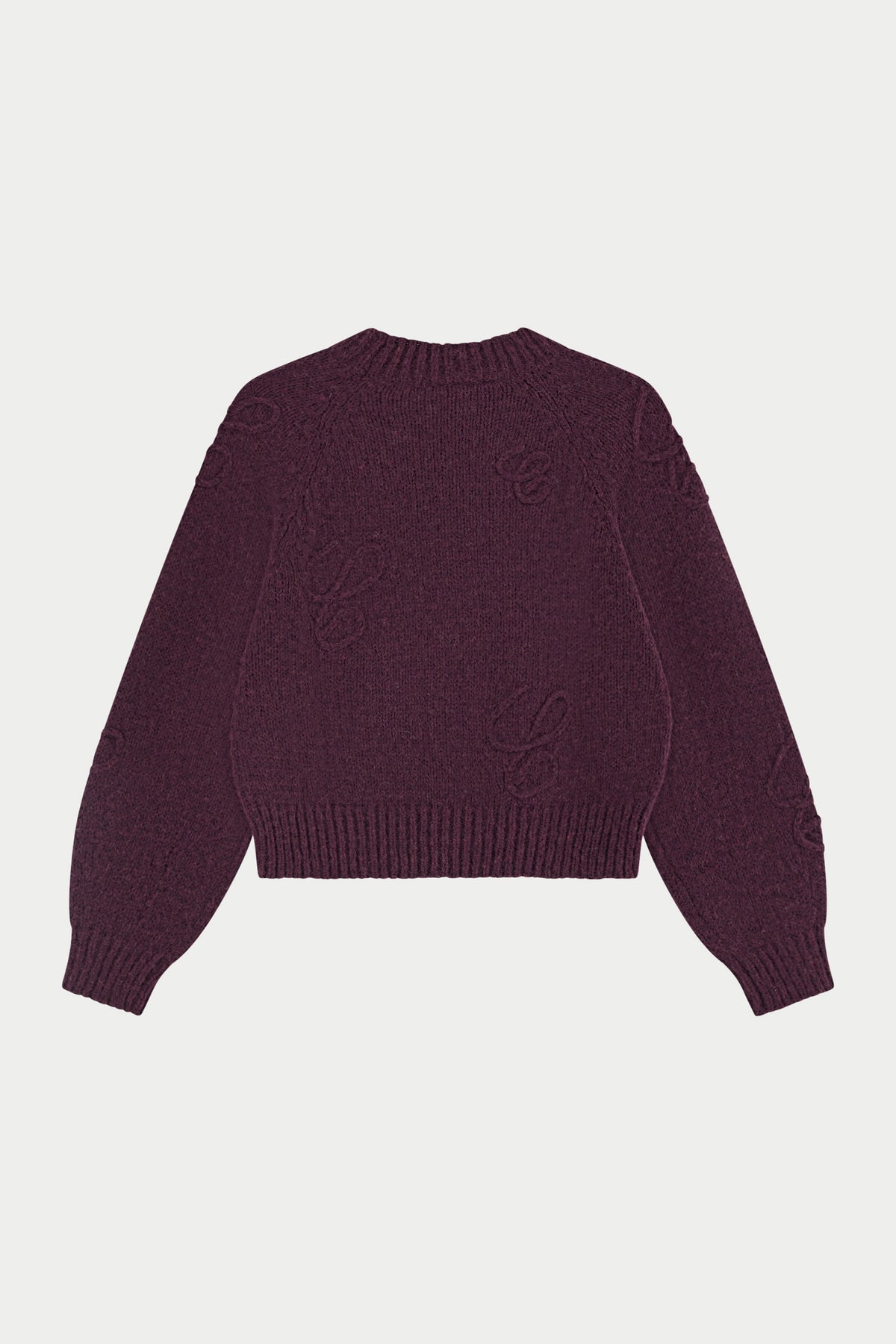C SCRIPT EMBROIDERED OVERSIZED EMBLEM JUMPER - PLUM