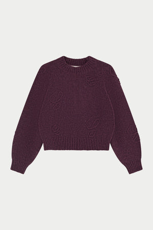C SCRIPT EMBROIDERED OVERSIZED EMBLEM JUMPER - PLUM