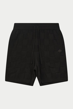 CHECKERBOARD KNITTED SHORT - BLACK