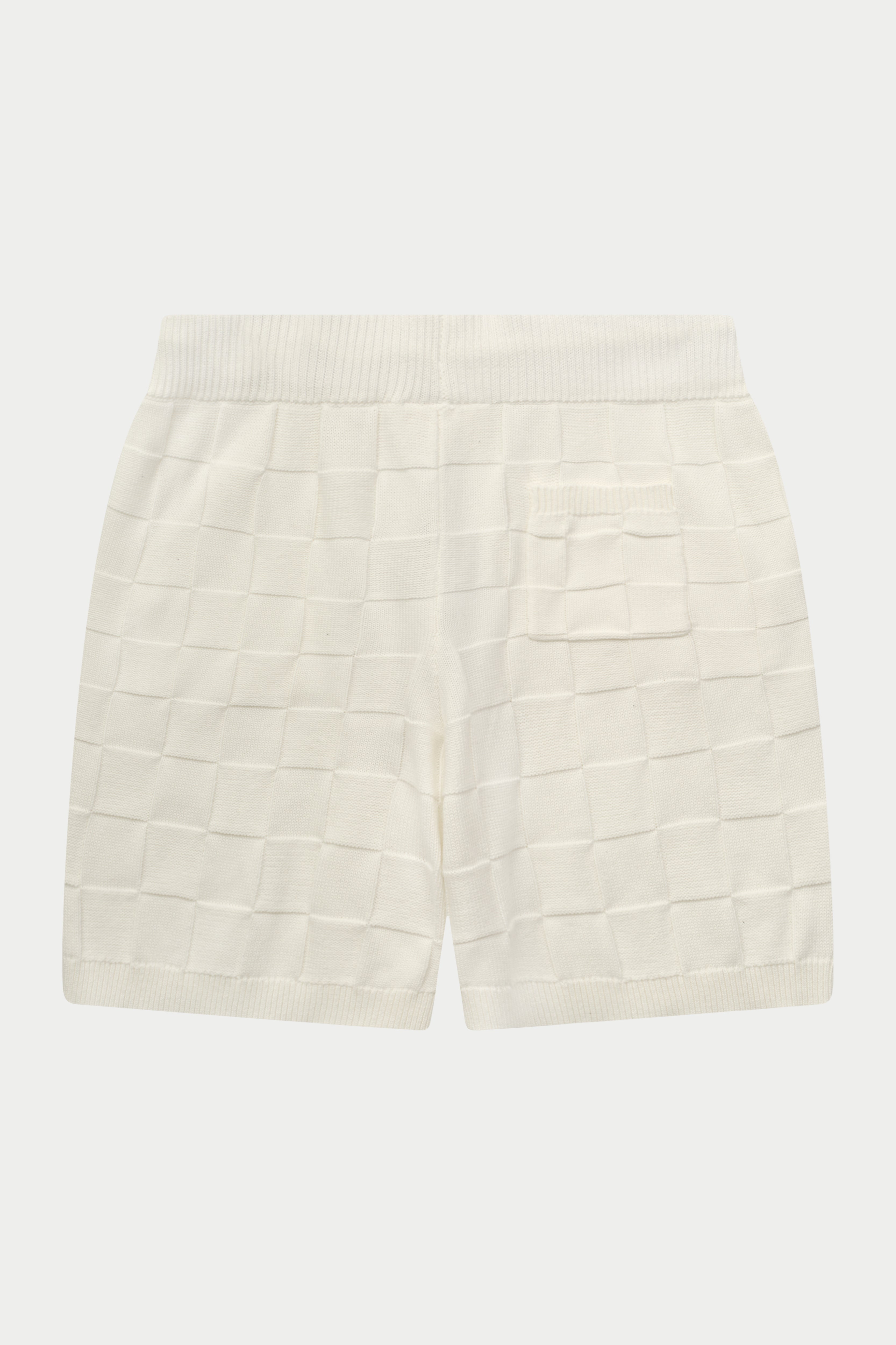 CHECKERBOARD KNITTED SHORT - OFF WHITE