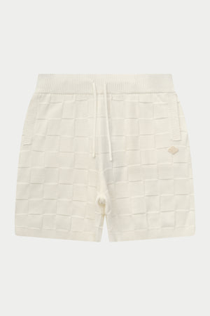 CHECKERBOARD KNITTED SHORT - OFF WHITE