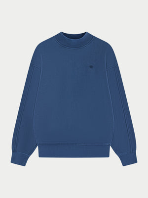 WASHED MOCK NECK SWEATSHIRT - DARK NAVY