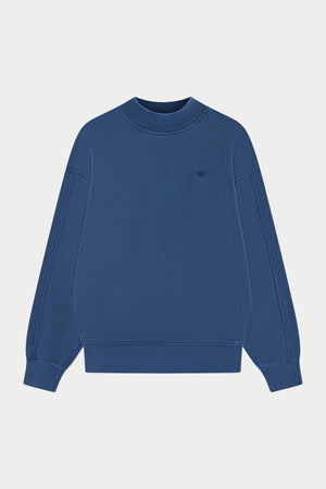WASHED MOCK NECK SWEATSHIRT - DARK NAVY